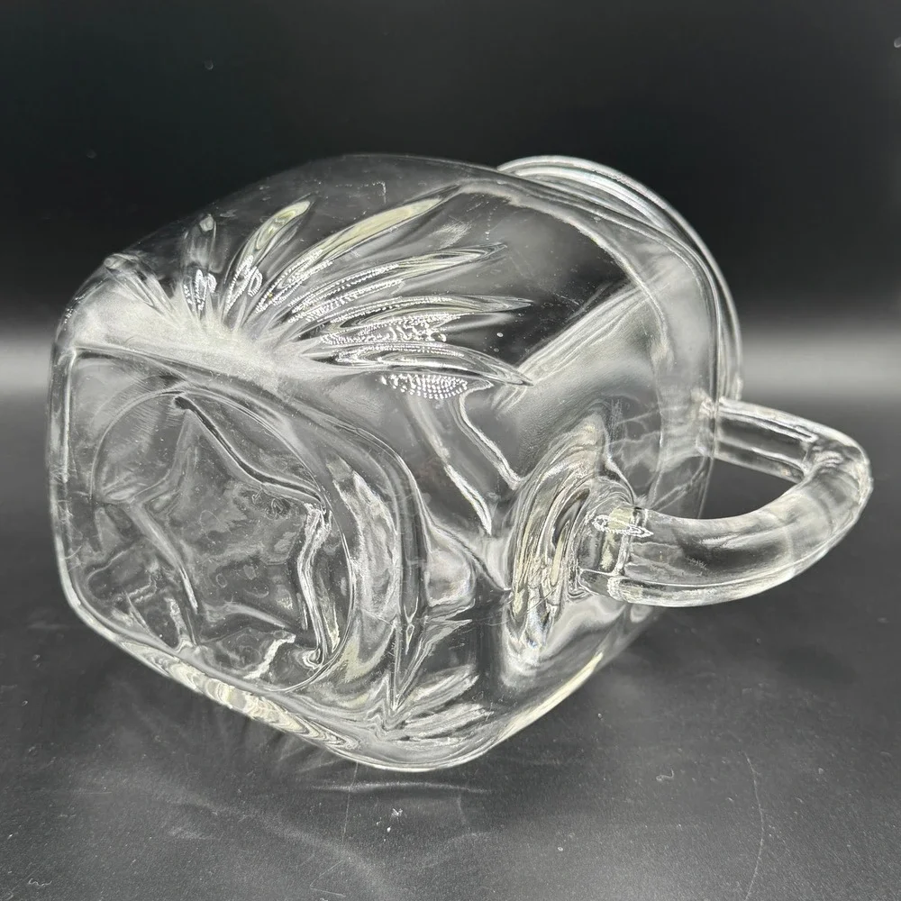 Vtg. Federal Glass Juice Pitcher Atomic Sunrise Star‎ Bottom Square Cottagecore